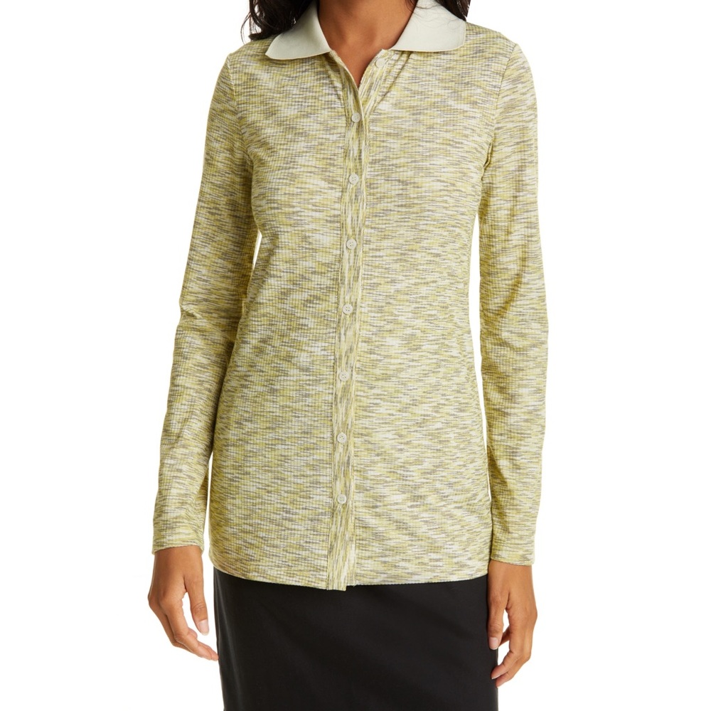 ❤️ SAMSØE SAMSØE Boline Space Dye Polo Style Cardigan in Sage Green ❤️ F3